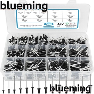 Blueming2 ชุดหมุดย้ําตาบอด อลูมิเนียม 14 ขนาด 3/32 นิ้ว 1/8 นิ้ว 5/32 นิ้ว 3/16 นิ้ว สีดํา 500 ชิ้น