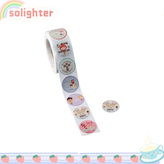 Solighter สติกเกอร์คริสเตียน มีกาวในตัว ทรงกลม 8 แบบ 2 ม้วน