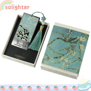 Solighter ที่คั่นหนังสือโลหะ ลายดอกแอปริคอท ดอกทานตะวัน สําหรับคนรักหนังสือ