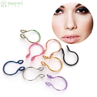 Maywi แหวนจมูกปลอม สเตนเลส เส้นผ่าศูนย์กลาง 8 มม. เครื่องประดับร่างกาย