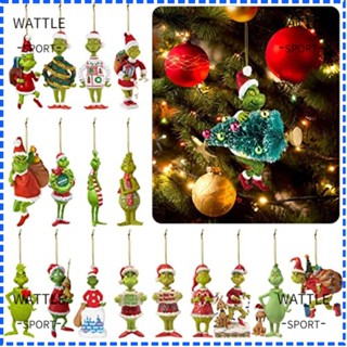 Wattle จี้ตุ๊กตาผมแบน อะคริลิค สีเขียว 8 ซม. (3.15 นิ้ว) สําหรับตกแต่งบ้าน ต้นคริสต์มาส