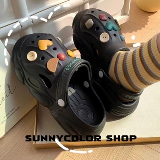 SUNNYCOLOR  รองเท้าแตะหญิง รองเท้าหัวโต แฟชั่น ธรรมดา ใส่สบายๆ 2023ใหม่ B91H0NM 36Z230909