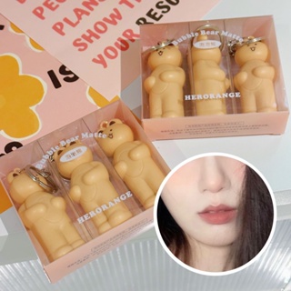 Herorange Bubble Bear ลิปสติก เนื้อแมตต์ เคลือบริมฝีปาก แก้ม ใช้ได้สองแบบ เนื้อแมตต์ ลิปสติก โคลนแต่งหน้า ไวท์เทนนิ่ง