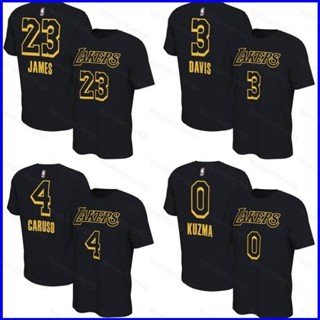 เสื้อยืดแขนสั้น คอกลม พิมพ์ลาย GP1 NBA LA Lakers James Davis Kuzma Caruso สีเขียว พลัสไซซ์ PG1