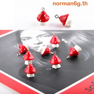 Anorman จี้สร้อยคอ ต่างหู รูปเห็ด ผัก สีแดง 3D DIY 10 ชิ้น ต่อแพ็ค