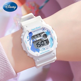 Disney นาฬิกาข้อมือดิจิทัล เอลซ่า ทรงสี่เหลี่ยม กันน้ํา สไตล์สปอร์ต สําหรับผู้หญิง