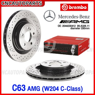 BREMBO จานเบรคหน้า BENZ C63 AMG W204 330มิล เจาะรู เซาะร่อง เบอร์ 09.A326.11 / OE 204 423 04 12 จานดิสเบรค เบนซ์ แท้ (1คู่)