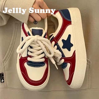  Jellly Sunny  รองเท้าผ้าใบผู้หญิง พื้นหนา ใส่สบาย สไตล์เกาหลี รองเท้าแฟชั่นผู้หญิง มีความนุ่มนวล 2023 ใหม่ FYD2390VUH 37Z230913