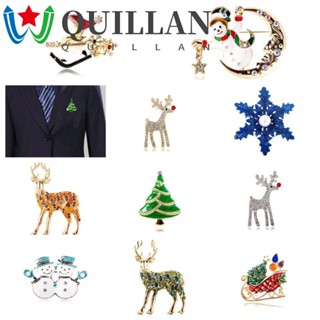 Quillan เข็มกลัด รูปกวาง เกล็ดหิมะ ต้นคริสต์มาส เคลือบไฟฟ้า โลหะผสม สร้างสรรค์