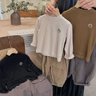 ❀Qinzi เสือดาว❀พร้อมส่ง เสื้อเชิ้ตแขนยาวลําลอง ปักลายการ์ตูน แฟชั่นฤดูใบไม้ร่วง สําหรับเด็กผู้ชาย และเด็กผู้หญิง