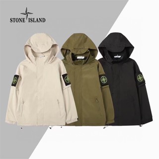 Stone Island ของแท้ 100% เสื้อแจ็กเก็ตกันลม มีซิป กันน้ํา เหมาะกับใส่กลางแจ้ง สําหรับผู้ชาย และผู้หญิง