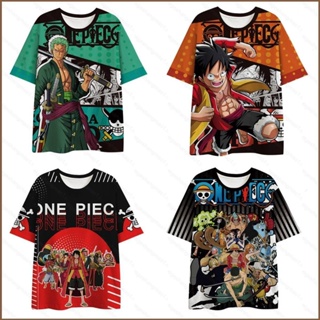 ใหม่ เสื้อยืดแขนสั้นลําลอง พิมพ์ลายอนิเมะ One Piece Luffy Zoro 3 มิติ พลัสไซซ์ สไตล์ฮาราจูกุ สําหรับผู้ชาย และผู้หญิง