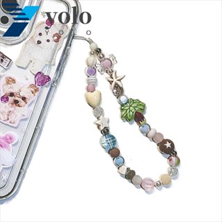 Yolo สายคล้องโทรศัพท์มือถือ ประดับลูกปัดอะคริลิค รูปต้นมะพร้าว ปลาดาว ป้องกันการสูญหาย อุปกรณ์เสริม สําหรับสมาร์ทโฟน