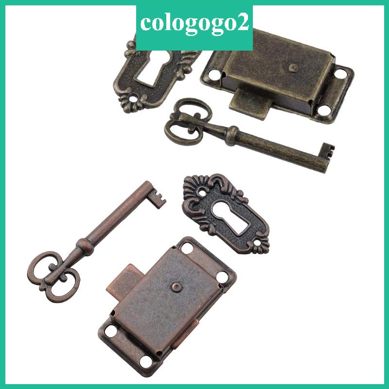 Cologogo2 อุปกรณ์ล็อคลิ้นชัก เฟอร์นิเจอร์ แบบเหล็กโบราณ พร้อมกุญแจ สําหรับครัวเรือน