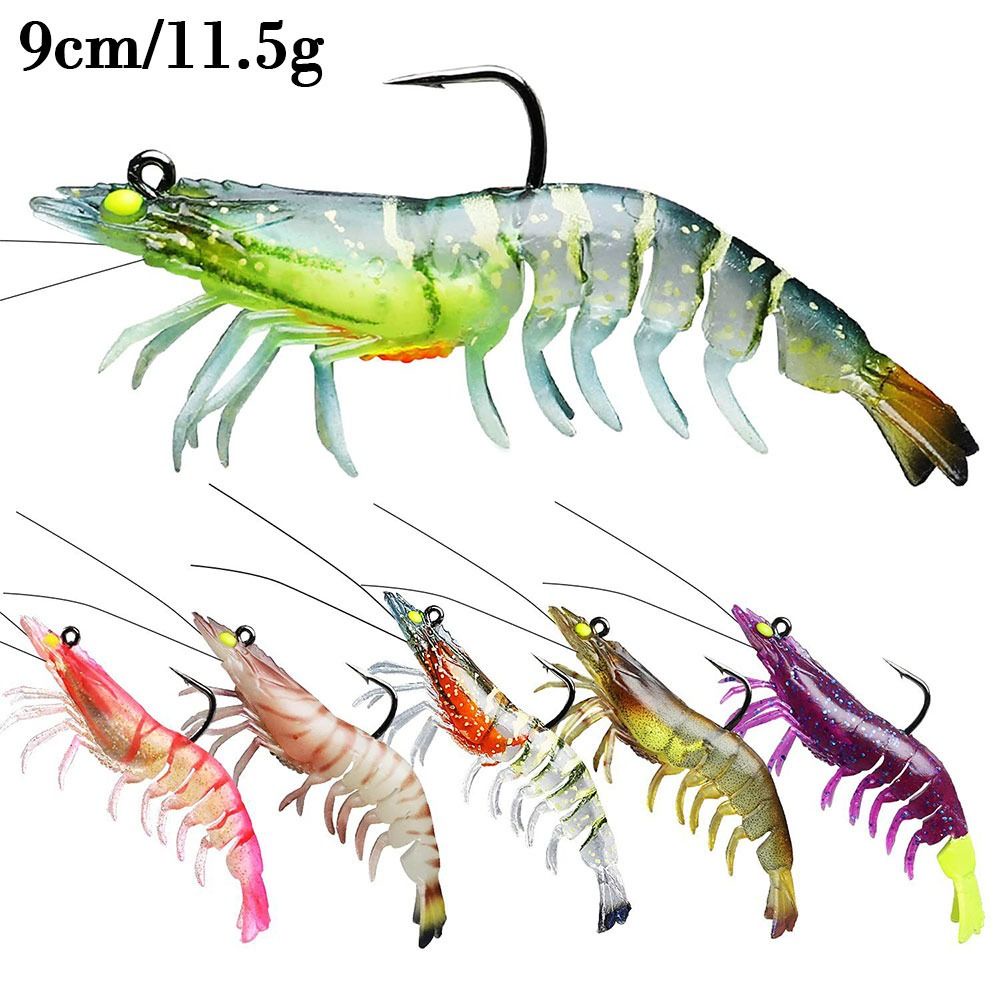 เหยื่อตกปลาซิลิโคน รูปกุ้งปลอม เรืองแสง ขนาด 9 ซม. 11.5 กรัม 7.5 ซม. 8.8 กรัม 1 ชิ้น