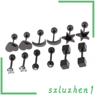 [Szluzhen1] ต่างหูสตั๊ด สเตนเลส ทรงลูกบอล สกรูด้านหลัง สําหรับผู้หญิง 6 คู่