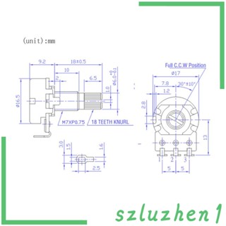 [Szluzhen1] โพเทนชิโอมิเตอร์ 500K K 18 มม. แบบเปลี่ยน 4 ชิ้น และลูกบิดควบคุมกีตาร์ 4 ชิ้น