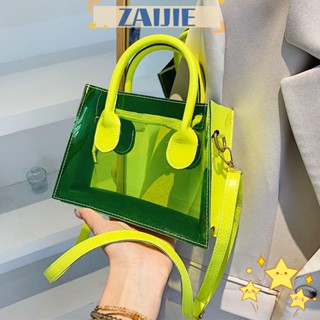 Zaijie24 กระเป๋าสะพายไหล่ กระเป๋าถือ PVC สําหรับผู้หญิง