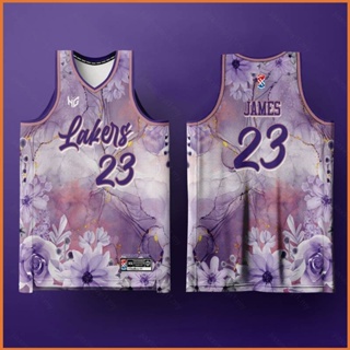 เสื้อกีฬาบาสเก็ตบอล ขนาดใหญ่ ลายทีม fb James Jersey Concept Lakers Blossom สําหรับผู้ชาย และผู้หญิง