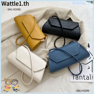 Wttle กระเป๋าสะพายไหล่ กระเป๋าถือ หนัง PU ลายหนังจระเข้ สีพื้น สไตล์คลาสสิก สําหรับสตรี