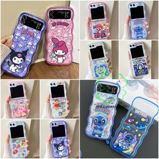 เคสโทรศัพท์มือถือแบบนิ่ม TPU ใส กันกระแทก ลายการ์ตูนน่ารัก พร้อมหัวเข็มขัด สําหรับ Samsung Galaxy Z Flip 5 Z Flip 4 Z Flip 3