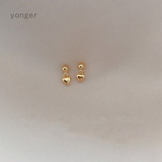 Yonger ต่างหู รูปหัวใจ ขนาดเล็ก เรียบง่าย เครื่องประดับ สําหรับผู้หญิง นักเรียน ของขวัญ