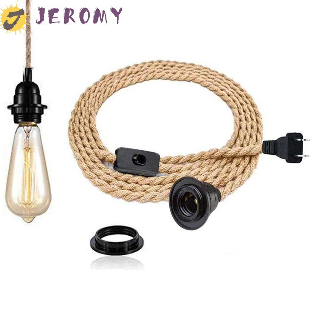 Jeromy ฐานโคมไฟเชือก 220v สไตล์เรโทร สําหรับร้านอาหาร ฟาร์มเฮาส์