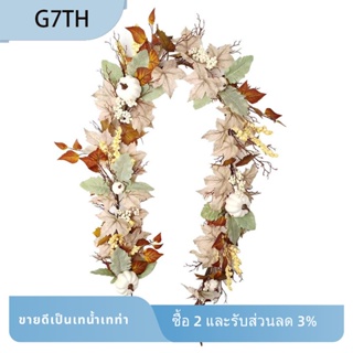 พวงมาลัยฟักทอง ใบไม้ 6 ฟุต สําหรับตกแต่งปาร์ตี้ฮาโลวีน 1 ชิ้น