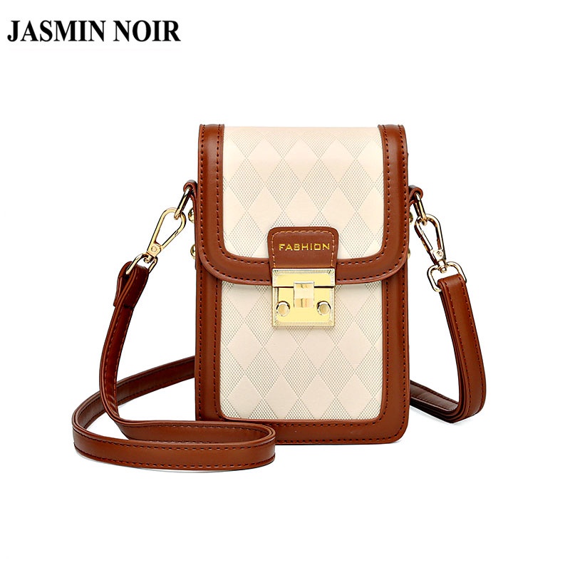 Jasmin NOIR กระเป๋าสะพายไหล่ลําลอง หนัง PU ลายสก๊อต ขนาดเล็ก สําหรับสตรี