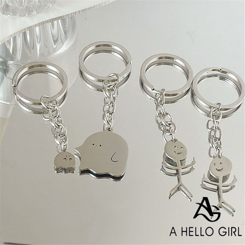 A HELLO GIRL พวงกุญแจ จี้รูปผีน้อยน่ารัก เหมาะกับคู่รัก สําหรับกระเป๋านักเรียน
