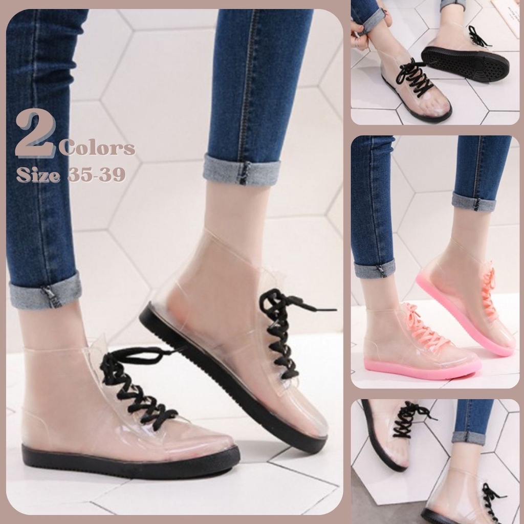 โกดัง KD24  รองเท้ายาง สีใส รองเท้ากันน้ำ กันลื่น (ใส่เป็นแฟชั่นเก๋ๆ/ใส่กันฝน/ใส่เล่นสงกรานต์)