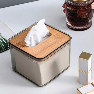 GlobalHouse GOME กล่องทิชชู่พลาสติกเหลี่ยมฝาไม้  รุ่น TB001T…