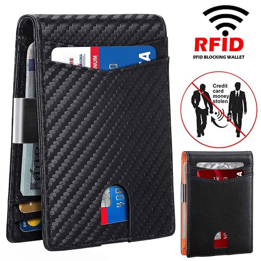 z&m กระเป๋าสตางค์หนังแท้ ใบเล็ก บาง ปิดกั้น RFID สําหรับผู้ชาย
