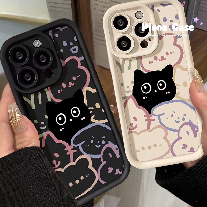 เคสโทรศัพท์มือถือ ลายการ์ตูนแมว Cinnamoroll สีดํา สําหรับ Vivo Y17s Y11 V29 Y15 Y12 Y20 Y02 Y27 Y16 Y12i Y15A Y22 Y50 Y91 Y91C Y31 Y22s Y30 Y36 Y51 Y20i Y35 Y21s Y33 Y20s Y21 Y17 Y15s V25 E