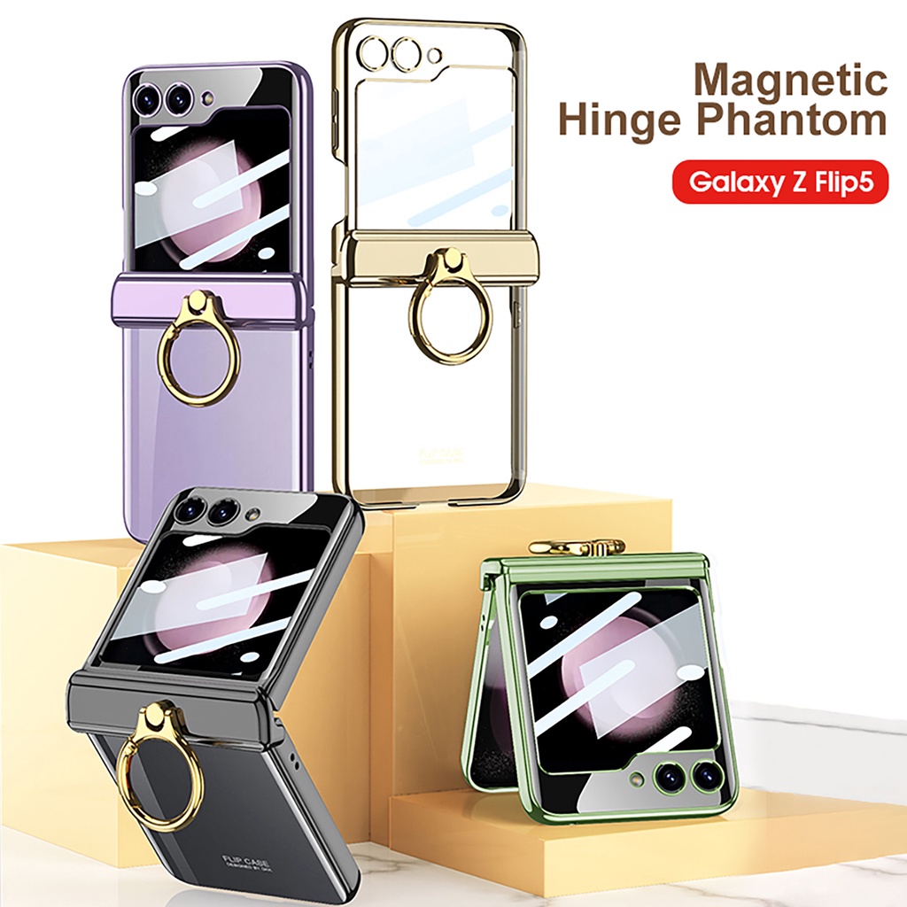 Ready ใหม่เคสใสสําหรับ Samsung Galaxy Z Flip 6 Flip 5 เคสโทรศัพท์พร้อมแหวน Flip5 Flip4 แม่เหล็กดูดบานพับป้องกันกรณีพร้อมขาตั้ง Z 5 Z 4 [คลังสินค้าพร้อม] ราคา ถูกที่สุด ดีลบีเคเค แกลเลอรีภาพที่ 6