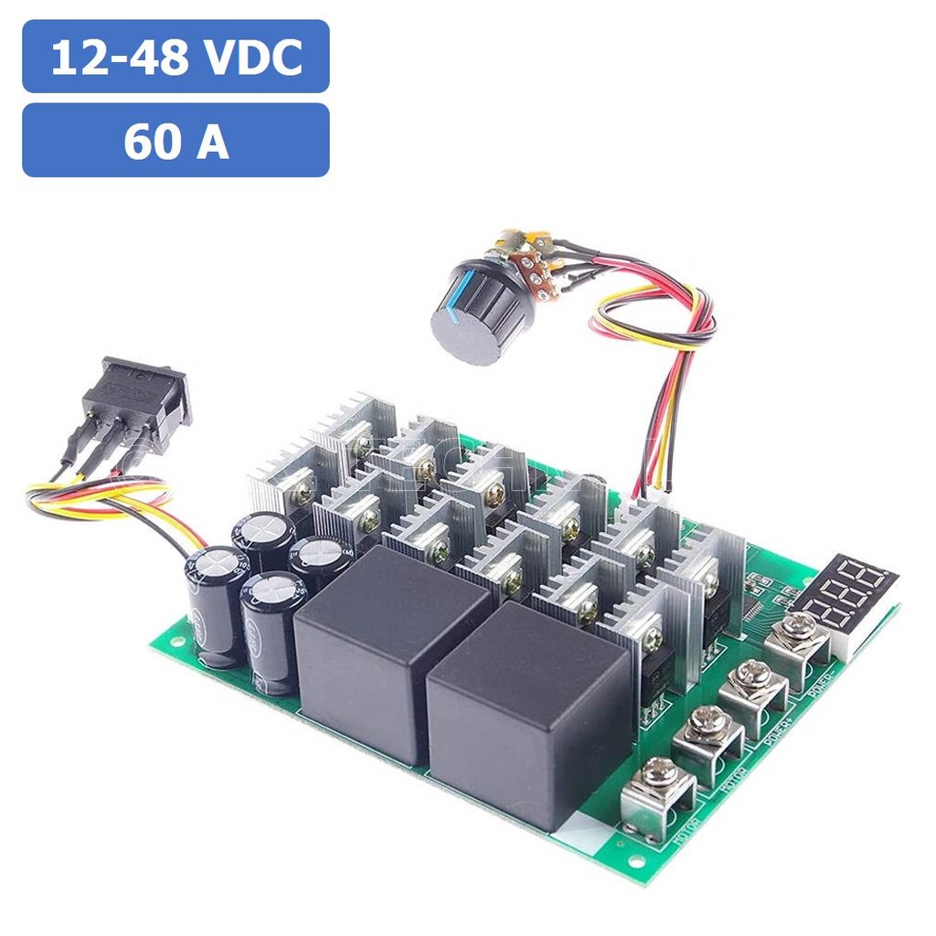 (1ชิ้น) AH045 ตัวควบคุมความเร็วรอบมอเตอร์ พร้อมสวิทช์หมุนกลับทาง 1000W 12-48VDC 60A DC Motor Speed Controller Reversi... - รูปที่ 2