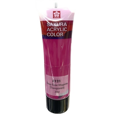 สีอะคริลิค ซากุระ 20มล. สีชมพูเข้ม  Deep Rose Magenta #121 / Sakura Acrylic Color 20ml
