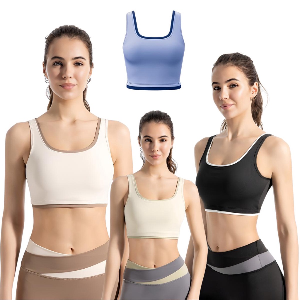 เสื้อสปอร์ตบรา ใส่ออกกำลังกายผู้หญิง เสริมฟองในตัว ใส่สบาย รัดรูปสวย กระชับสัดส่วน Size S-2XL
