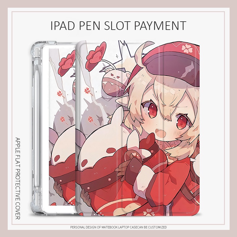 Genshin Impact Klee เคส พร้อมช่องใส่ปากกา สําหรับ iPad pro 11 2020 2021 2022 10.2 gen 7 8 9 air 4 5 iPad mini 4 5 6 gen10