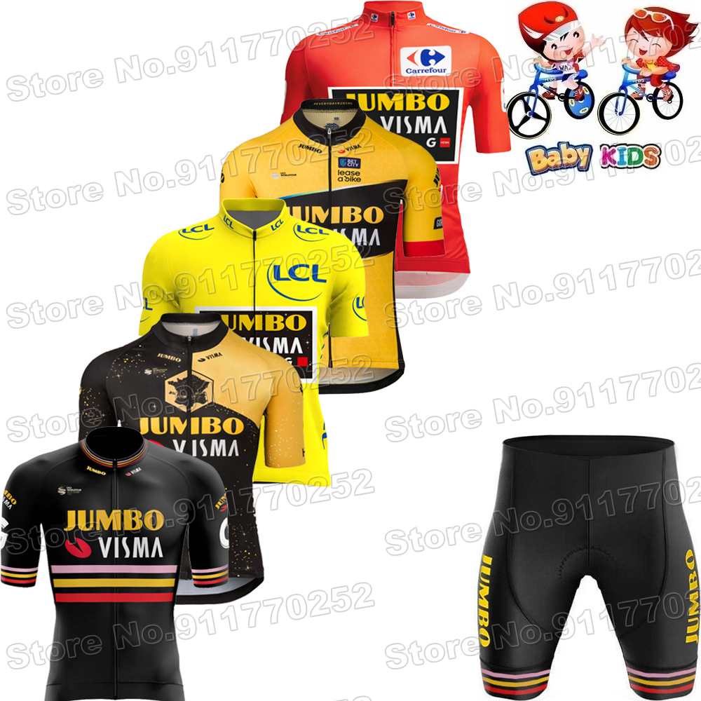 มาใหม่ เสื้อกีฬาแขนสั้น และกางเกง ลายไตรภาค Jumbo Visma 2023 สําหรับเด็กผู้ชาย และเด็กผู้หญิง เหมาะกับการขี่จักรยานเสือหมอบ