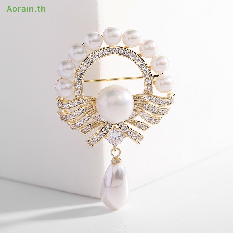 # แฟชั่นใหม่ # เข็มกลัด ทรงกลม ฝังเพทาย ทรงหยดน้ํา ประดับมุก เครื่องประดับแฟชั่น สําหรับผู้หญิง