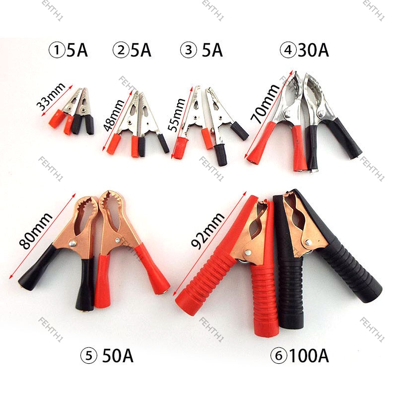 คลิปปากจระเข้ 5A 30A 50A 100A สําหรับทดสอบไฟฟ้า DIY F1TH 1 คู่