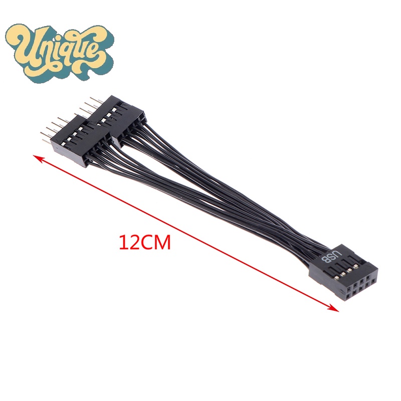 (Unique) ใหม่ สายเคเบิลต่อขยายเมนบอร์ดคอมพิวเตอร์ USB 9 Pin 1 Female เป็น 2 Male Y Splitter 1 ชิ้น