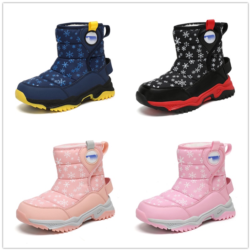 รองเท้าบูท ผ้าฝ้าย แบบหนา ป้องกันน้ํา ให้ความอบอุ่น เหมาะกับฤดูหนาว สําหรับเด็กนักเรียนผู้ชาย และผู้หญิง รองเท้า