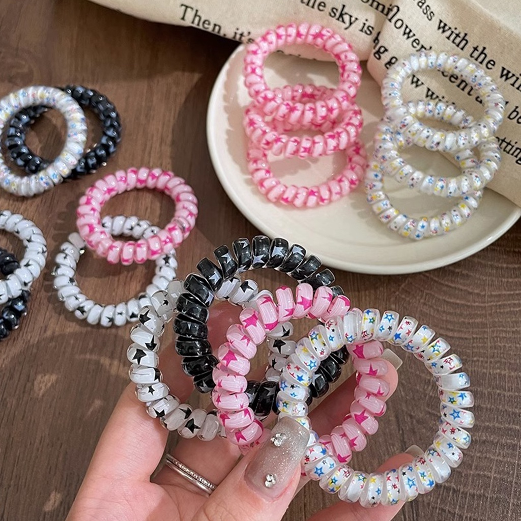 (1 ชิ้น) Y2K Star Hair Tie โทรศัพท์สาย Hairband สีสัน Hairring ผู้ถือหางม้ายางรัดสําหรับผู้หญิงแฟชั่น Headdress
