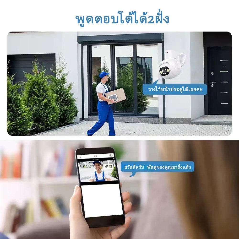 กล้องวงจรปิด 4K Wi-Fi 2.4Ghz ดูผ่านแอพ iCam365 หมุนได้360 กันน้ำ กันฝุ่น พูดตอบโต้ได้ อินฟาเรท ติดตั้งภายนอก ภายใน