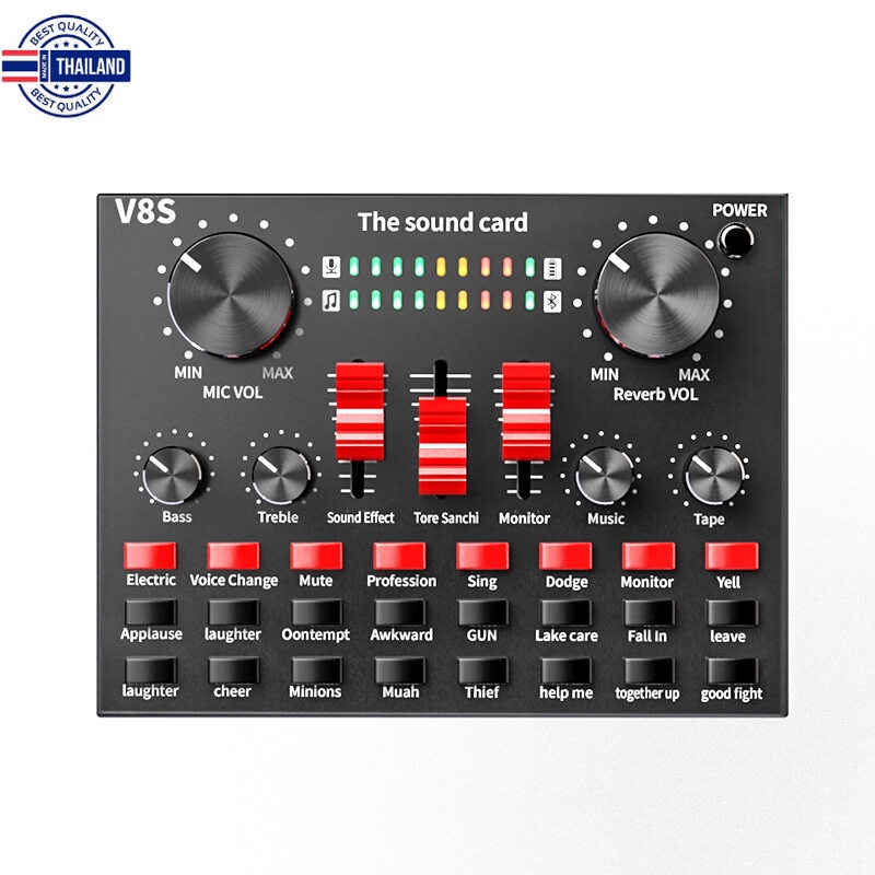 V8S Audio Stereo Headset Microphone Webcast Streamer Live Sound Card -Bluetooth V8S V8 ชุดหูฟังสเตอร