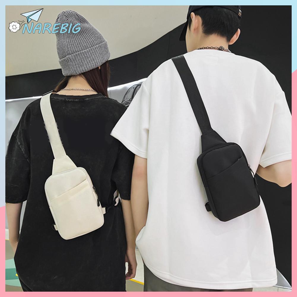 ( Narebig ) กระเป๋าคาดอก ผ้าออกซ์ฟอร์ด ทรงสี่เหลี่ยม ขนาดเล็ก สีพื้น สไตล์สปอร์ต แฟชั่นสําหรับผู้ชาย และผู้หญิง