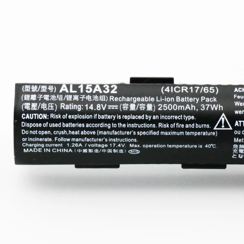 แบตเตอรี่แล็ปท็อป AL15A32 4ICR17/65 ACER Aspire E5-473A E5-473G/-474G F5-572G E5-573/-573G/-573T/-57