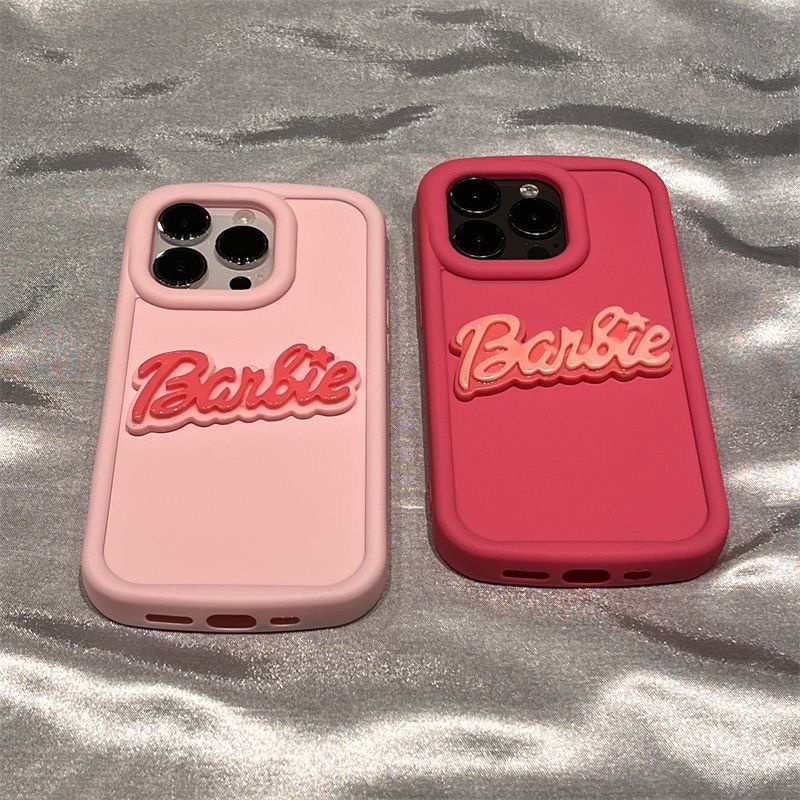 เคสโทรศัพท์มือถือ ลายบาร์บี้น่ารัก สีชมพู โรสโอ้ เรียบง่าย สําหรับ IPhone 11 12 Pro Max X XR XS Max SE 7 Plus 8 Plus IPhone 13 Pro Max IPhone 14 Pro Max